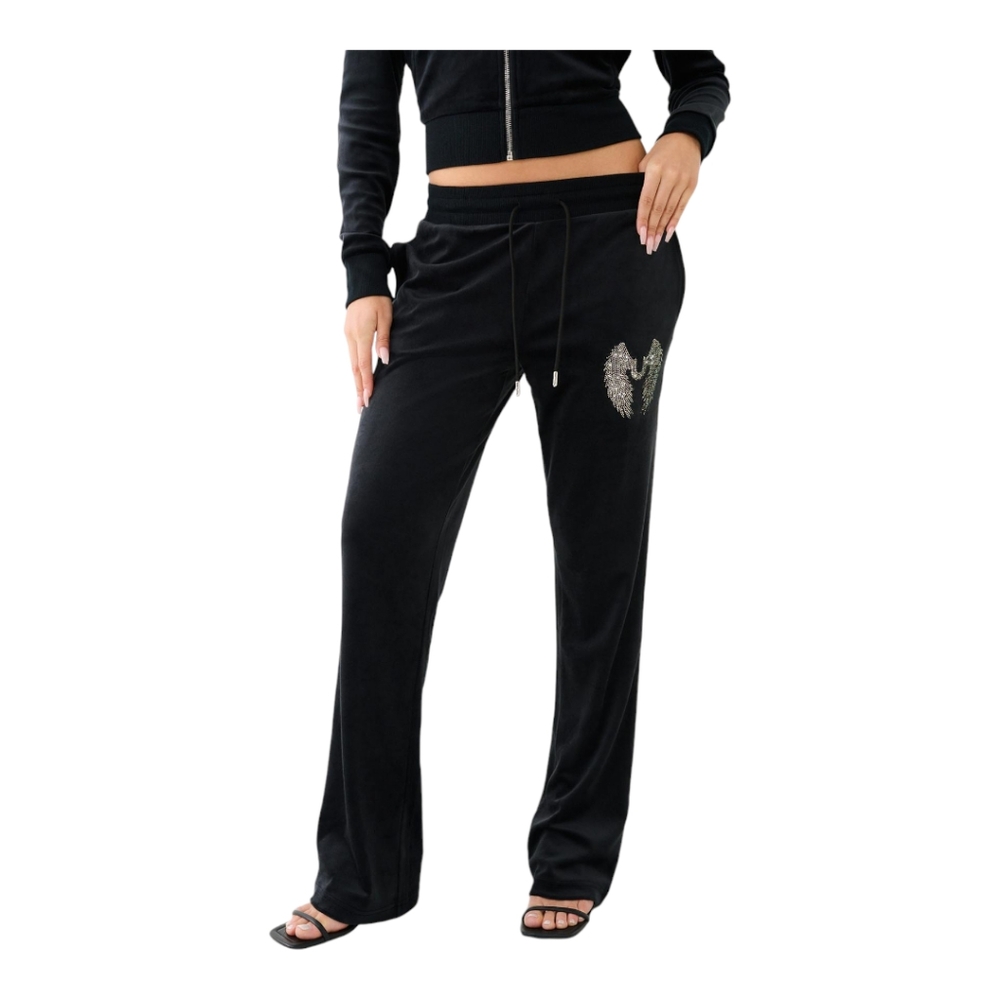 TRUE RELIGION CRYSTAL HS WING VELOUR PANT BLACK SIZE XXL - Picture 2 of 10